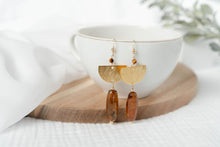 Load image into Gallery viewer, African Spiderweb Agate Half Moon Dangle Earrings
