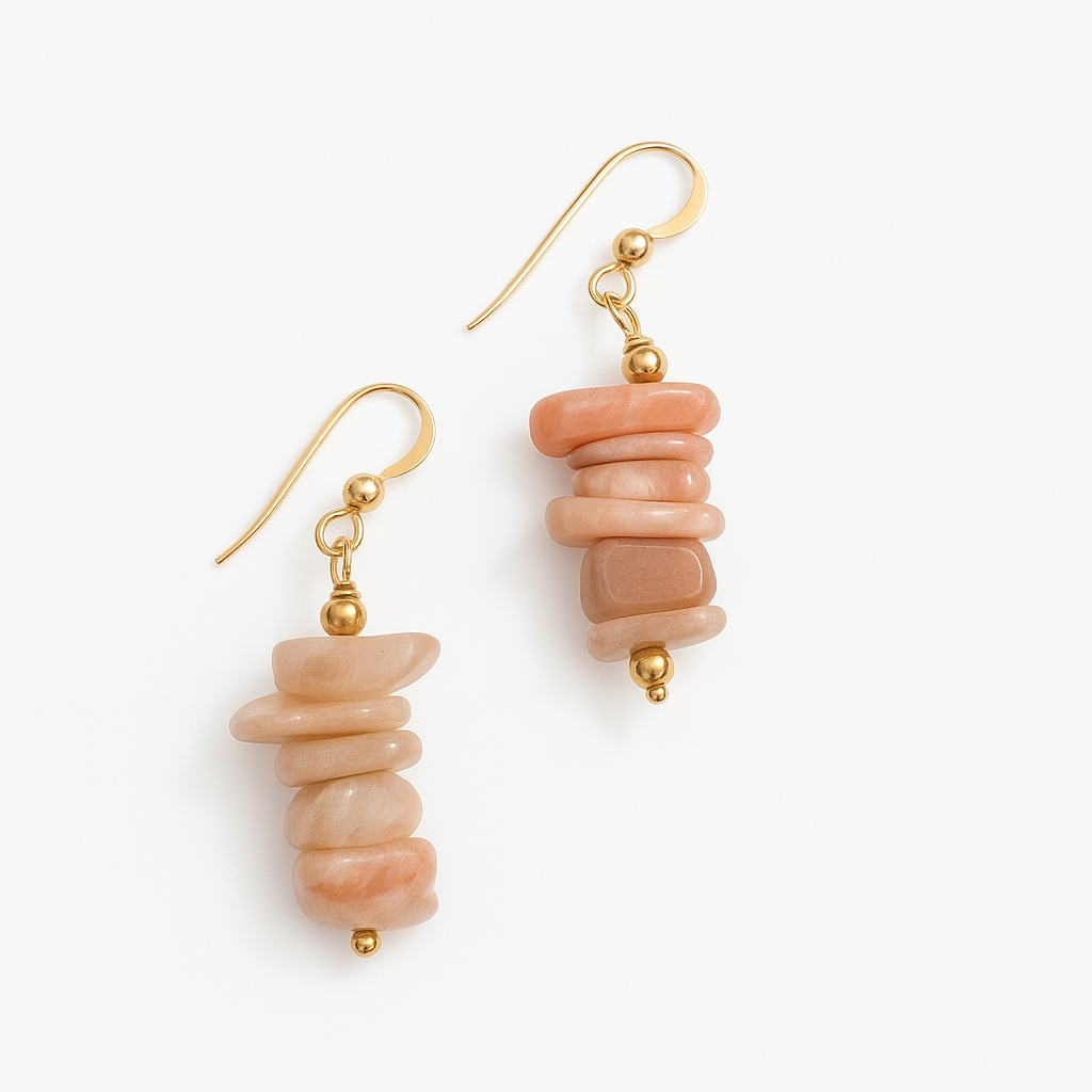 Peach Moonstone Gold FIlled Earrings
