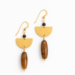 Spiderweb Jasper Half Moon Dangle Earrings