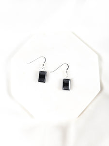 Black and Silver Square Earrings