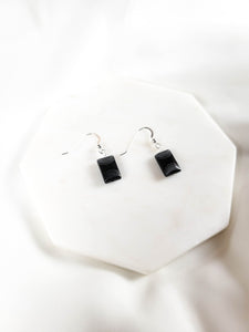Black and Silver Square Earrings