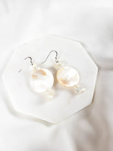 Load image into Gallery viewer, White Mother of Pearl Flat Round Earrings
