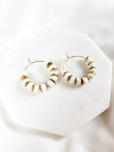 Load image into Gallery viewer, White Turquoise Hoop Earrings
