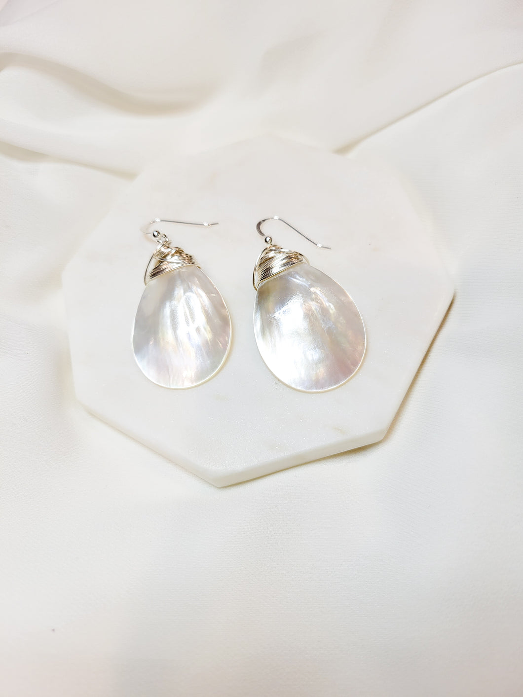 Mother of Pearl Wire Wrap Earrings